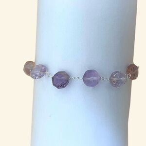 Silver wire Ametrine Bead Bracelet - Women Jewelry
